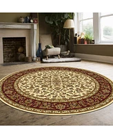 Closeout! Km Home 1318/1516/Ivory Navelli Ivory/ Cream 5'3" x 5'3" Round Area Rug