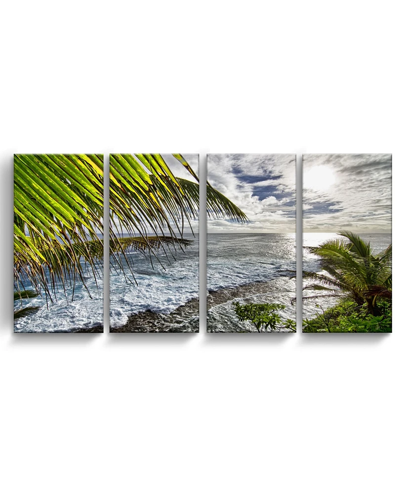 Ready2HangArt Palms View 4 Piece Wrapped Canvas Coastal Wall Art Set, 24" x 48"