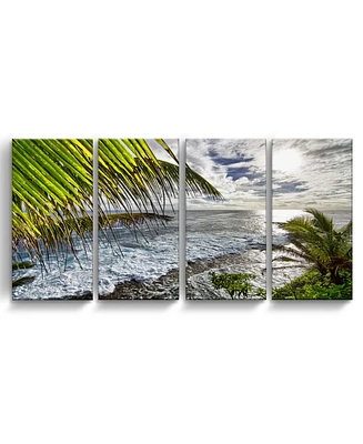 Ready2HangArt Palms View 4 Piece Wrapped Canvas Coastal Wall Art Set, 24" x 48"