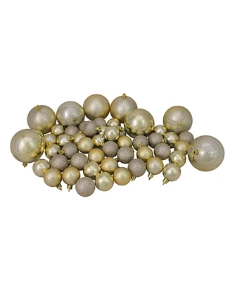 Northlight 125ct Champagne Gold Shatterproof 4-Finish Christmas Ornaments