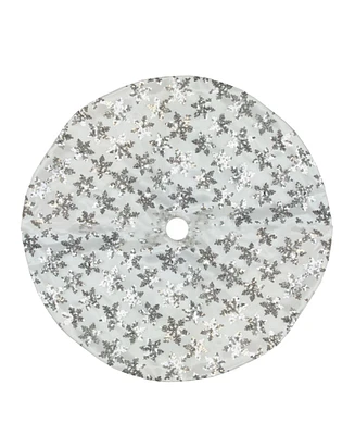 Northlight 20" White and Silver Sequin Snowflake Pattern Mini Christmas Tree Skirt