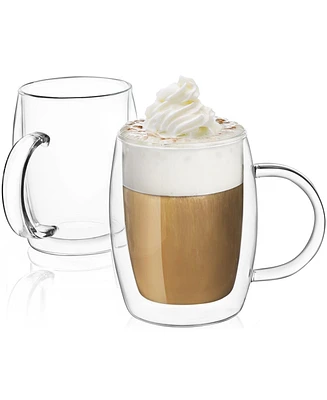 JoyJolt Aroma Double Wall Glass Coffee Mugs, Set of 2