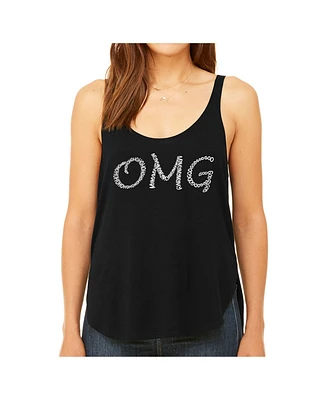 La Pop Art Women's Premium Word Flowy Tank Top- Omg