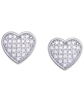 Diamond 1/4 ct. t.w. Pave Heart Stud Earrings in Sterling Silver