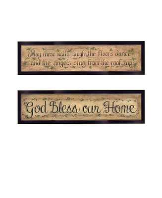 Trendy Decor 4U Blessed Home 2-Piece Vignette by Gail Eads, Black Frame, 20" x 6"