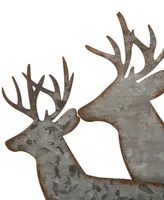 Glitzhome 13.19" L Galvanized Metal Reindeer Table Decor