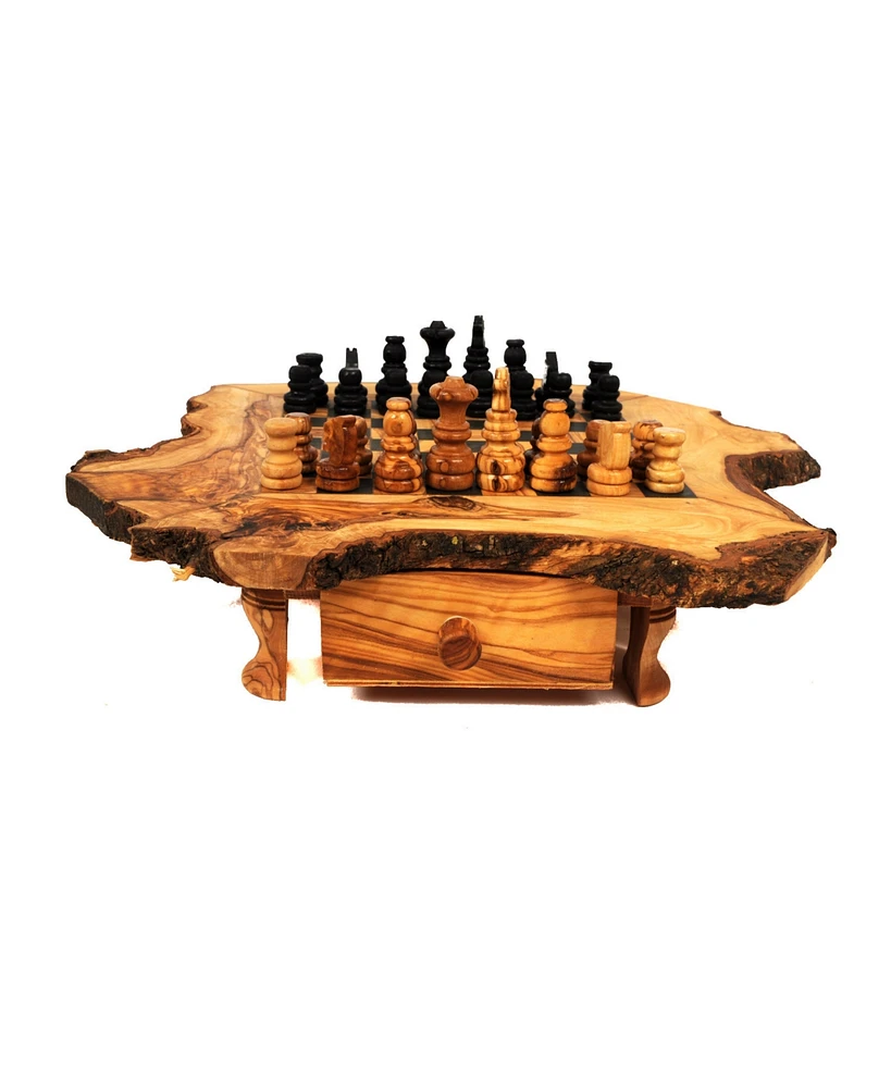 BeldiNest Olive Wood Chess Set Naturalist Live Edge 6 x 6