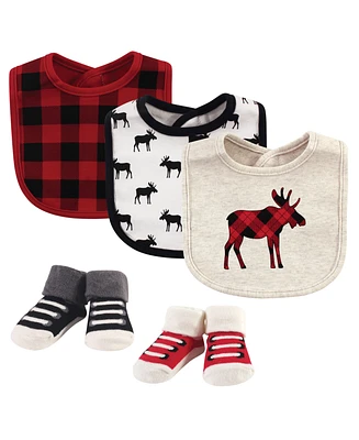 Hudson Baby Infant Cotton Bib and Sock Set 5pk, Giraffe, One