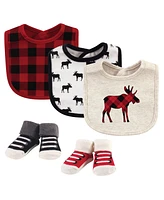 Hudson Baby Infant Cotton Bib and Sock Set 5pk, Giraffe, One