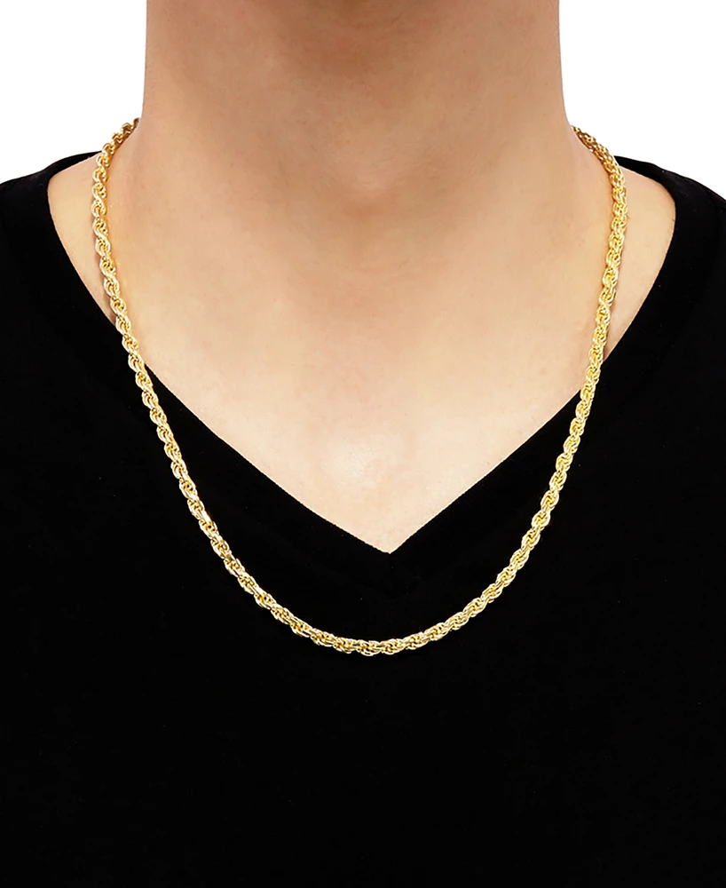 Rope Link 22" Chain Necklace in 18k Gold-Plated Sterling Silver