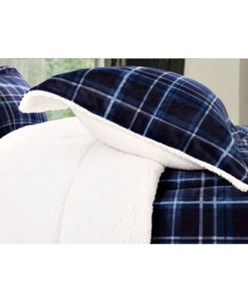 Elegant Comfort Plaid Micromink Sherpa Reversible Down Alternative Microsuede Comforter Sets