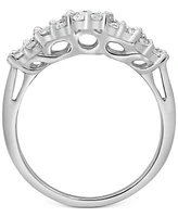 Forever Grown Diamonds Lab-Created Diamond Horizontal Cluster Statement Ring (1 ct. t.w.) in Sterling Silver