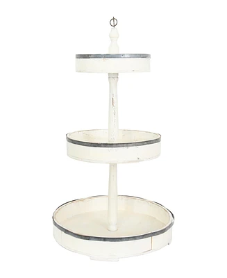 Storied Home Decorative Wood Tin 3 Tier Tray