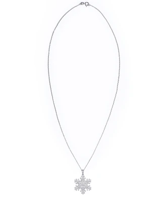 Cubic Zirconia Snowflake Pendant Necklace in Silver Plate