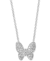 Effy Diamond Pave Butterfly 18" Pendant Necklace (1/10 ct. t.w.) in Sterling Silver
