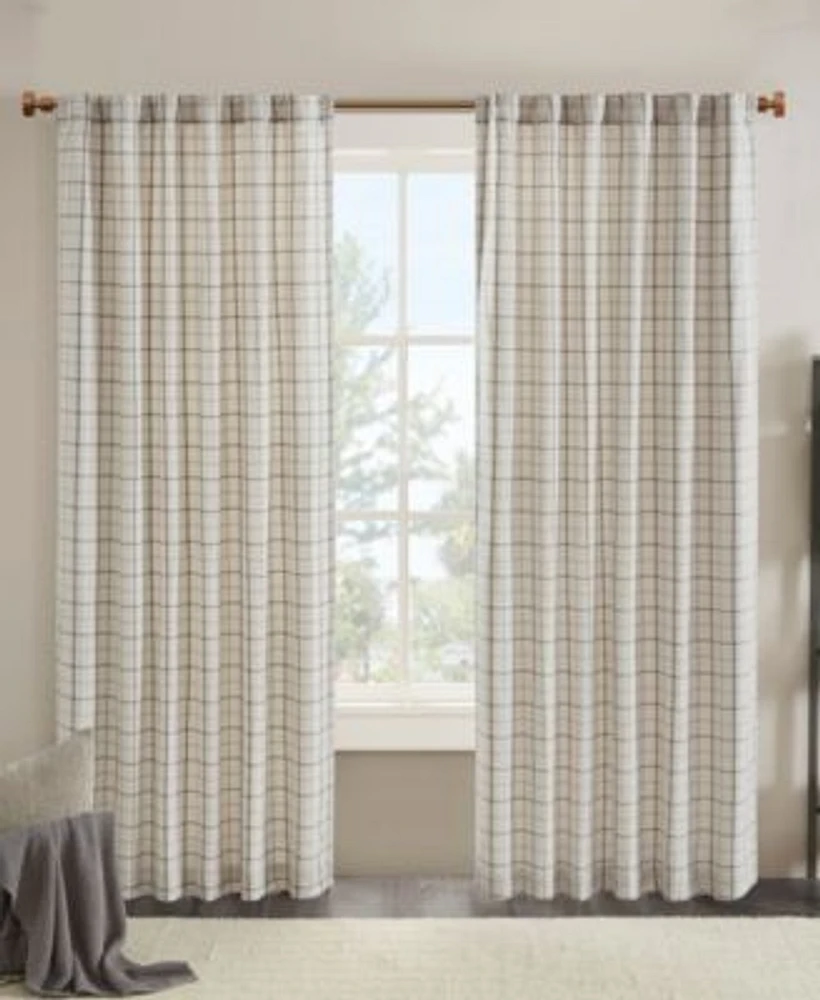 Anaheim Plaid Rod Pocket Back Tab Curtain Panel With Fleece Lining