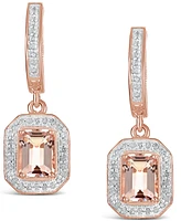 Morganite (1-3/4 ct. t.w.) and Diamond (1/3 ct. t.w.) Drop Earrings in 14K Rose Gold-Plated Sterling Silver