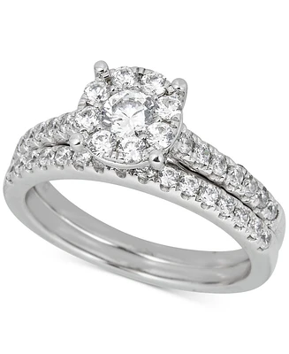 Diamond Halo Bridal Set (1 ct. t.w.) in 14k White Gold
