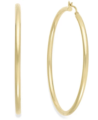 Round Hoop Earrings 14k Gold Over Silver