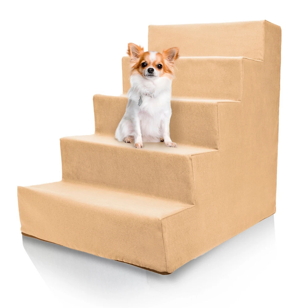 Home Base 5-Step Dog Stairs for Bed, Steps Couch, Pet Stair Cats and Dogs Non-Slip High Density Foam