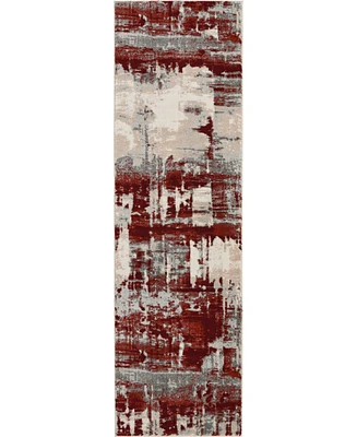 Long Street Looms Samuel SAM14 Ivory, Red 2'2" x 7'6" Runner Rug