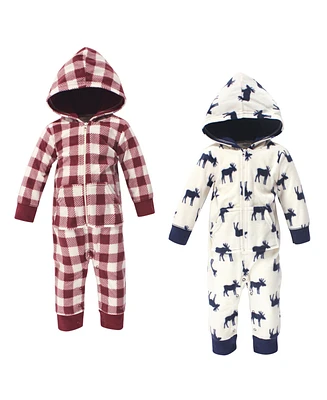 Little Treasure Baby Boys Treasure Fleece Jumpsuits and Coveralls 2pk, Moose, 6-9 Months