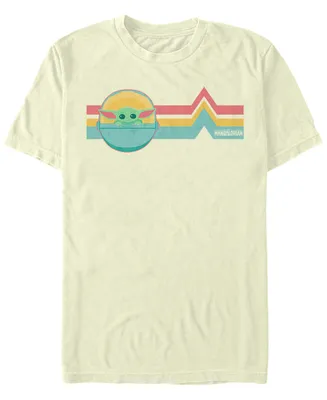 Fifth Sun Men's Star Wars The Mandalorian Child Rainbow Chest Lines Short Sleeve T-shirt