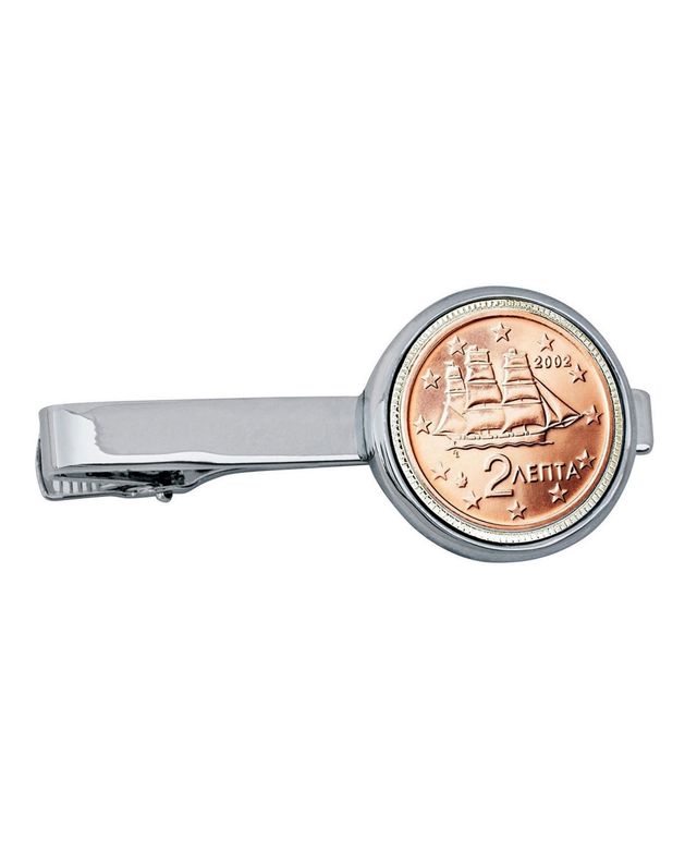 American Coin Treasures Greek 2 Euro Bar Coin Tie Clip
