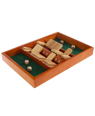 Hey Play Shut The Box Game - Classic Number Wooden Set With Dice Included-Old Fashioned