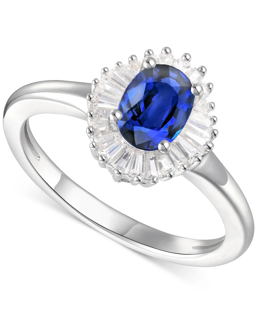 Sapphire (1 ct. t.w.) & Diamond (1/4 Ring 14k White Gold (Also Available Emerald, Tanzanite Ruby)