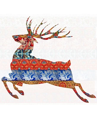 Designocracy Rustic Prancing Deer Wooden Christmas Ornament, Set of 2