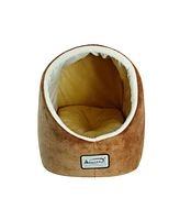 Armarkat Cat Bed Cave Shape, Brown/Ivory, C11CZS/Mh - Luxurious Velvet Covering, 100% Poly Fill Filling, Machine Washable, 6 Months Warranty
