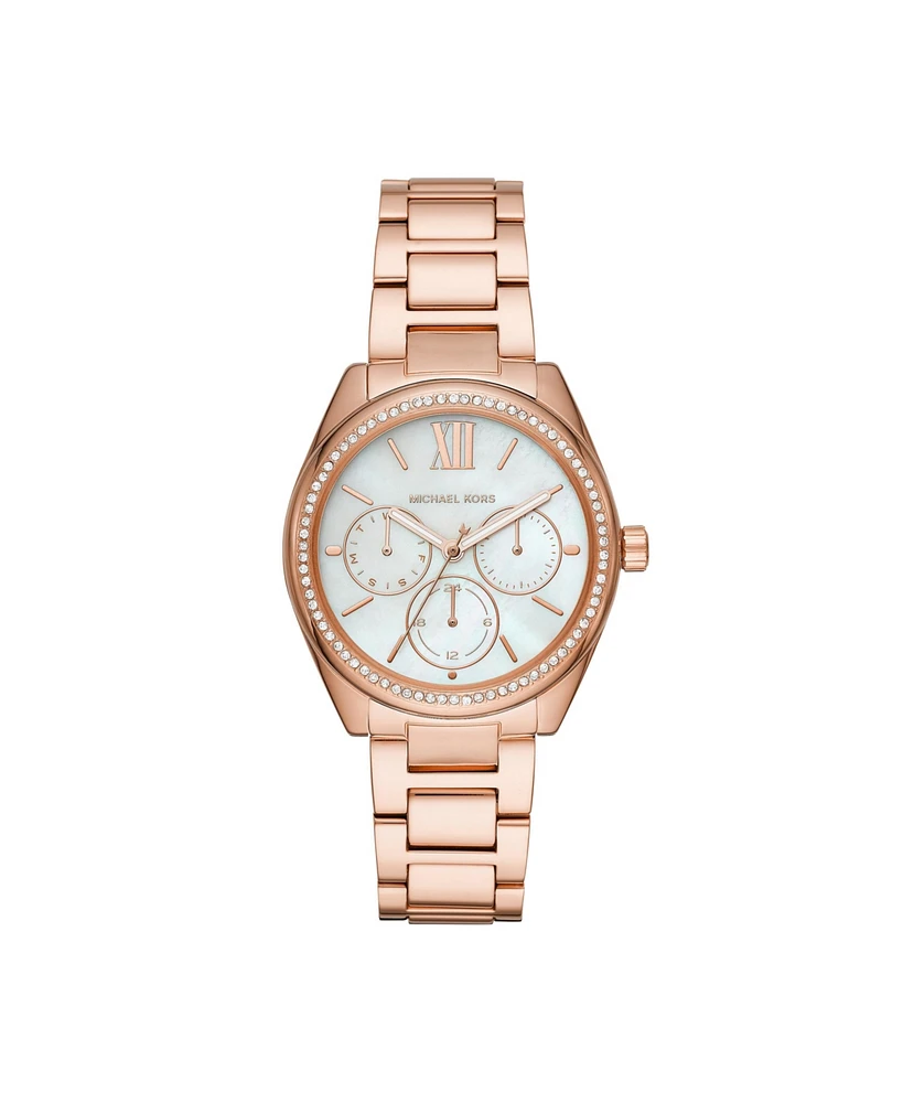 Michael Kors Women's Janelle Multifunction Rose Gold-Tone Stainless Steel Bracelet Watch 36mm MK7095