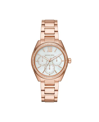 Michael Kors Women's Janelle Multifunction Rose Gold-Tone Stainless Steel Bracelet Watch 36mm MK7095