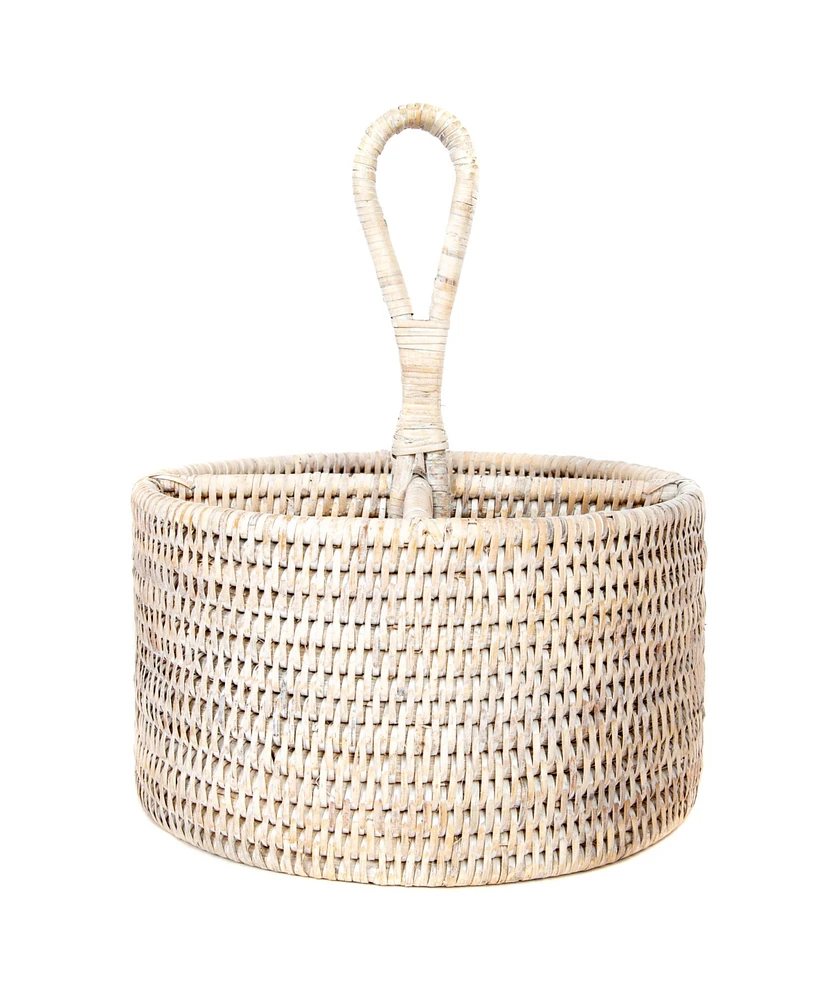 Artifacts Rattan 4 Section Caddy and Cutlery Holder