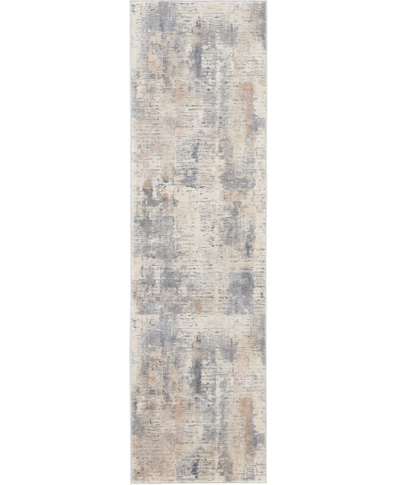 Nourison Home Rustic Textures RUS05 Beige and Gray 2'2" x 7'6" Runner Rug