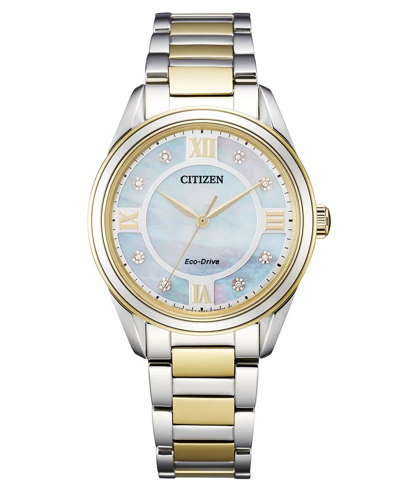Citizen Eco-Drive Women's Arezzo Diamond-Accent Two-Tone Stainless Steel Bracelet Watch 32mm