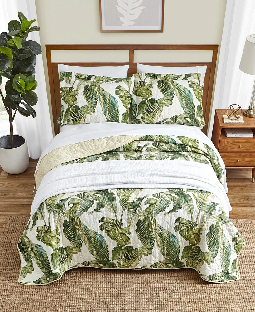 Tommy Bahama Home Fiesta Palms Cotton Reversible 3 Piece Quilt Set