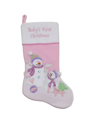 Northlight Light Baby's First Christmas Velveteen Snowmen Christmas Stocking