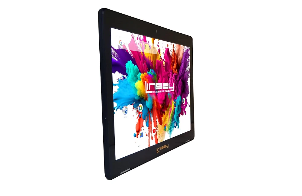 Linsay New 10.1" Tablet Octa Core 128GB Bundle with Black and Gold Marble Case Newest Android 14