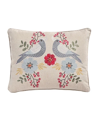 Levtex Angelica Spring Bird Embroidered Decorative Pillow, 14" x 18"