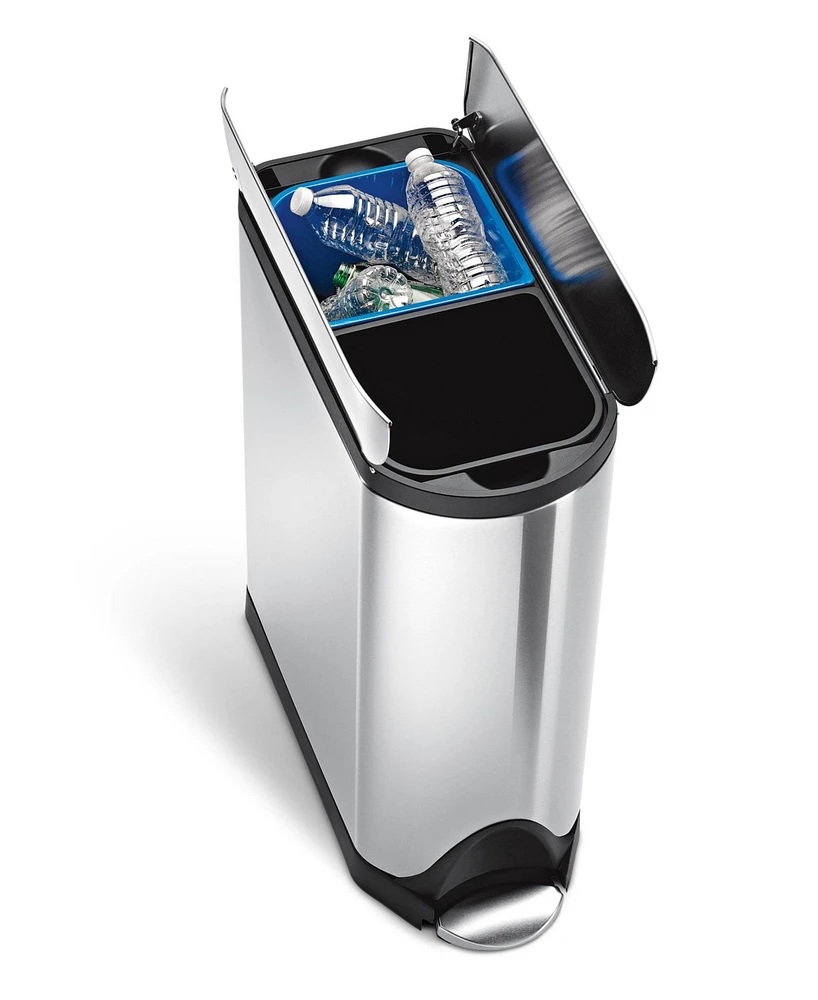 simplehuman 40 Liter Butterfly Lid Recycling Kitchen Trash Can