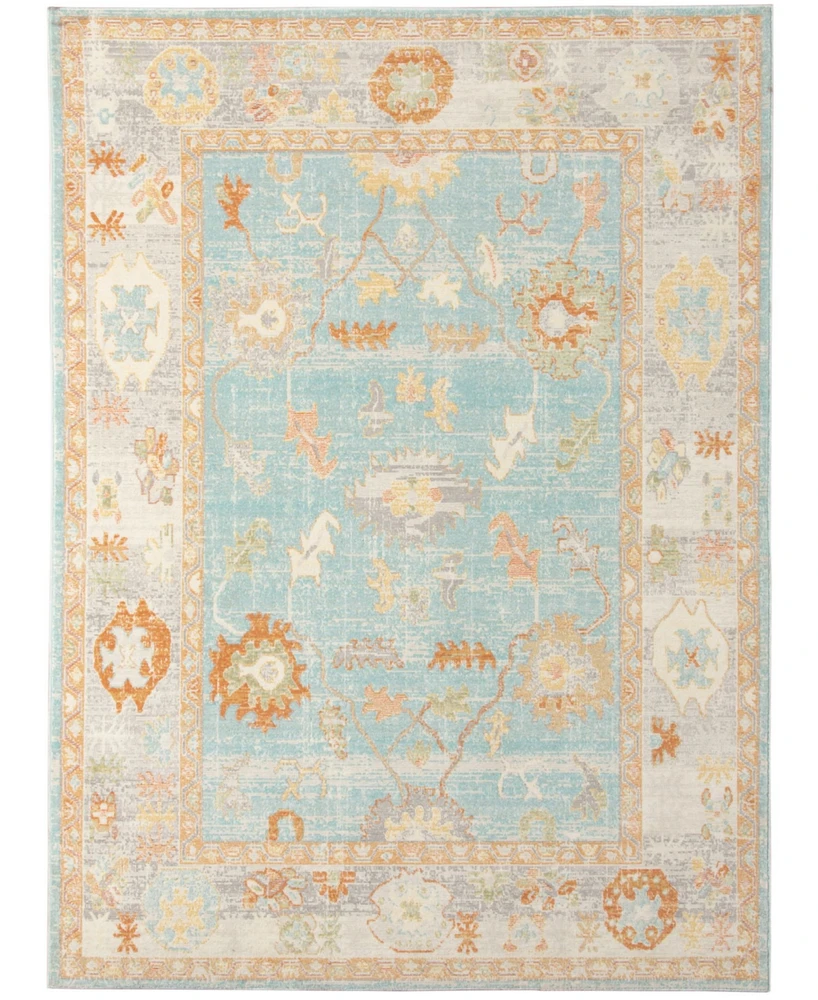 Amer Rugs Bohemian Bhm-3 Aqua and Beige 5'1" x 7'6" Outdoor Area Rug