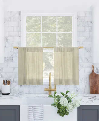 Slub Textured Linen Blend Cafe Curtain Pair