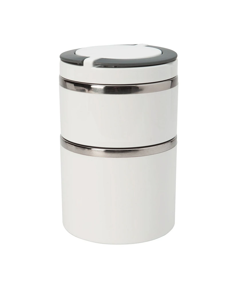 Kitchen Details 2 Tier Round Twist Stainless Steel Insulated Lunch Box