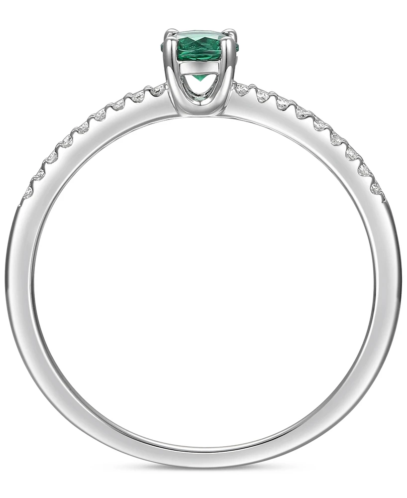 Sapphire (1/3 ct. t.w.) & Diamond (1/10 Ring Sterling Silver (Also Ruby Emerald)