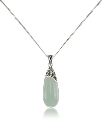 Jade Elongated Pendant and a Curb Chain