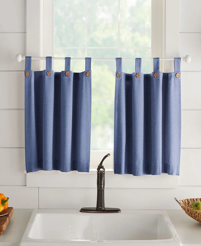 Elrene Home Fashions Tucker Solid Button Window Tier Set
