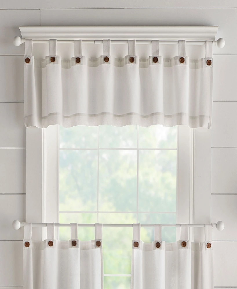 Elrene Home Fashions Tucker Solid Button Window Kitchen Valance
