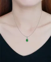 Giani Bernini Created Green Quartz and Cubic Zirconia Halo Pendant